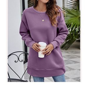 LS Women’s Casual Apparel 
Purple Side-Pocket Longline Pullover Size XL